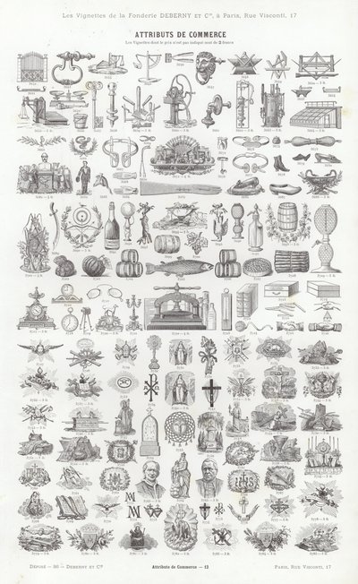 Vignettes Typographiques」のページ（彫刻）。 作： French School