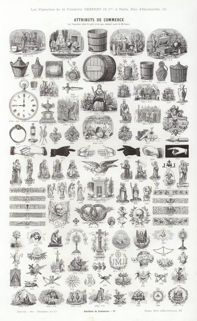 Vignettes Typographiques」のページ（彫刻）。 作： French School