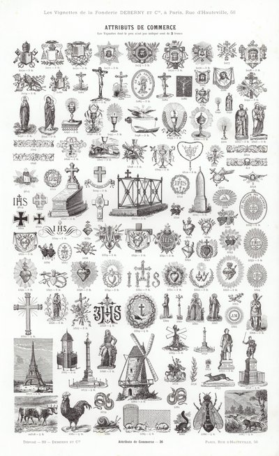 Vignettes Typographiques」のページ（彫刻）。 作： French School