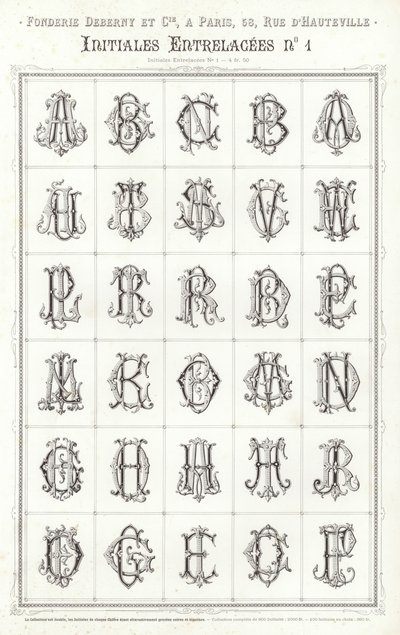 Vignettes Typographiques」のページ（彫刻）。 作： French School