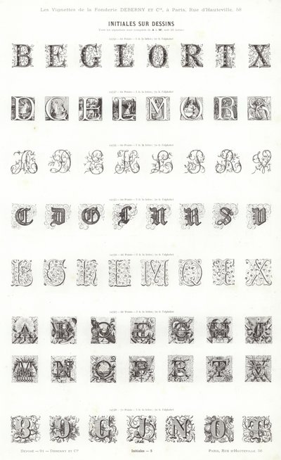 Vignettes Typographiques」のページ（彫刻）。 作： French School