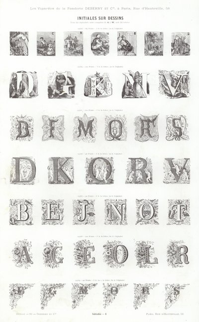 Vignettes Typographiques」のページ（彫刻）。 作： French School