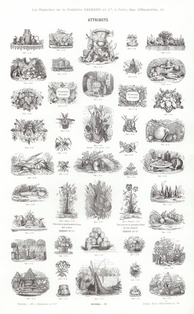 Vignettes Typographiques」のページ（彫刻）。 作： French School