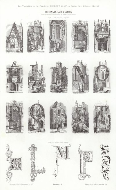 Vignettes Typographiques」のページ（彫刻）。 作： French School