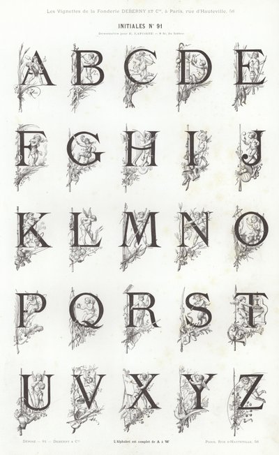 Vignettes Typographiques」のページ（彫刻）。 作： French School