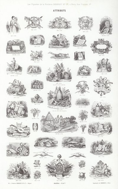 Vignettes Typographiques」のページ（彫刻）。 作： French School