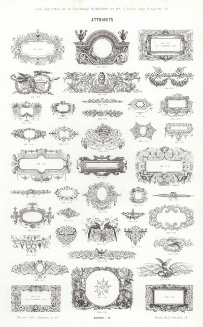 Vignettes Typographiques」のページ（彫刻）。 作： French School