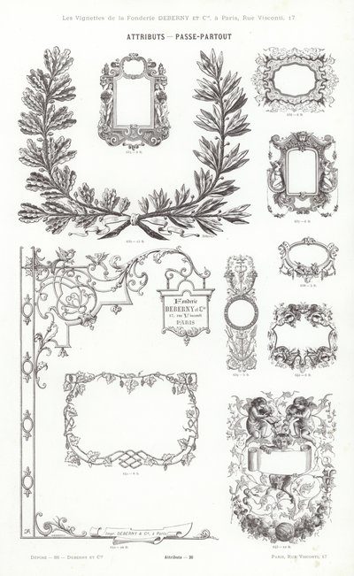 Vignettes Typographiques」のページ（彫刻）。 作： French School