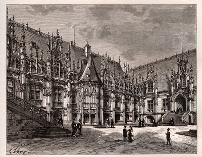 ルーアンのパレ・ド・ジャスティス（旧ノルマンディー州議会） - V.A.マルト・ブラウンの「France illustree: geography, history, statistical administration」に掲載された彫刻。1884 作： French School