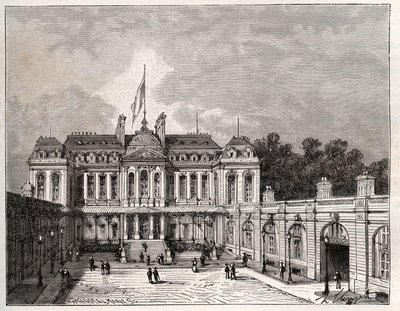 パリのエリゼ宮 - V.A.マルト・ブラウンの「La France illustree: Geographie, Histoire, Administration Statistique」に掲載された彫刻。 作： French School
