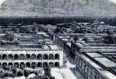 新しい世界の古代都市からのメリダのパノラマビュー。 1887 作： French School