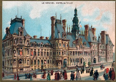 パリ。 1889年の万国博覧会：パリの市庁舎。 作： French School
