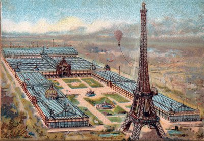 パリ。 1889年の万国博覧会：エッフェル塔。 作： French School