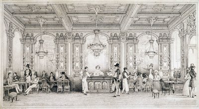 19世紀初頭のパリのカフェ。 作： French School