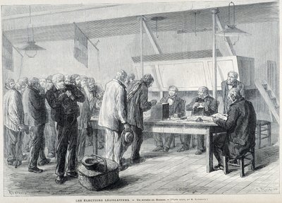 国会議員選挙：ボーセの投票所-「Le Monde Illustré」1876年3月号掲載 作： French School