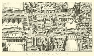 タペストリー計画によると、市の中心部、1540年頃 作： French School