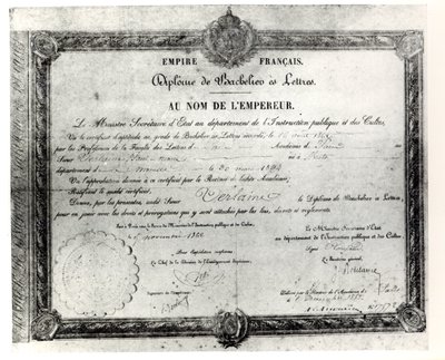 Paul Verlaines Baccalaureat、1862（紙にペンとインク） 作： French School
