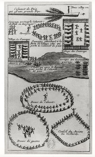 イロンコイ族のピースパイプダンス、ルイ=アルマンドラホンタン男爵（1666-1715）、1704 作： French School