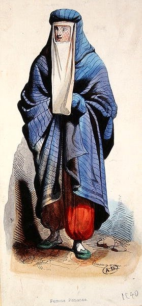 ペルシャの女」1840年頃（カラーリトグラフ） 作： French School