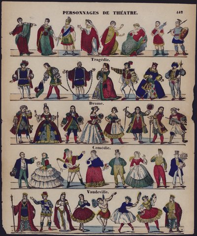 Personnages de theatre（カラーエングレービング 作： French School