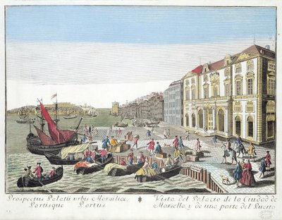 マルセイユの市庁舎と港の一部の透視図、1770年頃 作： French School