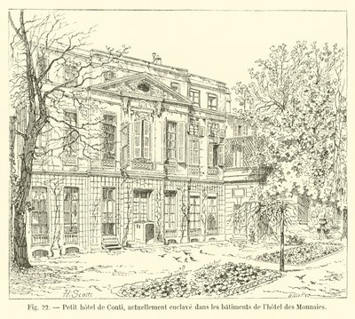現在ホテルデモネの建物に囲まれているコンティの小さなホテル 作： French School