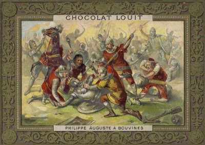 1214年のブーヴィーヌの戦いに出馬していないフランスのフィリップアウグストゥス 作： French School