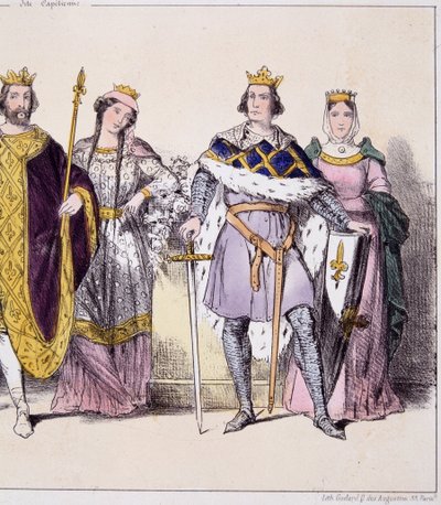 フィリップ・オーギュストとイザベル・ド・ハイノー - 「La monarchy francaise en estampes」にて 作： French School
