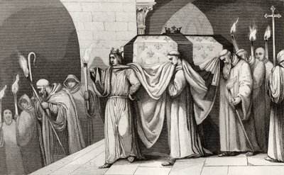 フィリップIII（1245-85）太字は、1840年に出版されたコラートの「フランスの歴史」から父親の棺を運ぶ手助けをしています。 作： French School