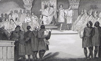 フィリップ4世（1268〜1314年）、ルベルはルーブル美術館でアメリカ合衆国総督と再会し、コラートの「フランスの歴史」から1840年に出版 作： French School