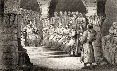 フィリップ5世（1293-1322）トールと合衆国総督は、1840年に出版されたコラートの「フランスの歴史」から、ジャンヌ2世のふりを拒否しました。 作： French School