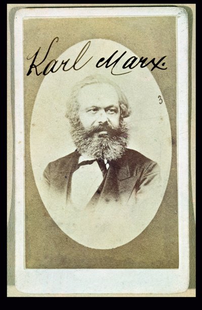 カールマルクス（1818〜93年）の署名入り写真付き名刺 作： French School