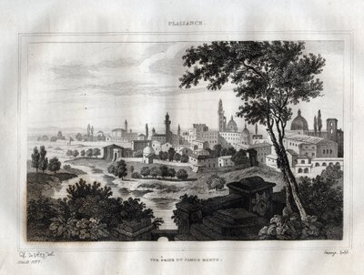 ピアチェンツァ - プレザンス - M. de Norvins, Ch. Nodier 1834-1836による「Picturesque Italy」からのエングレーヴィング。 作： French School