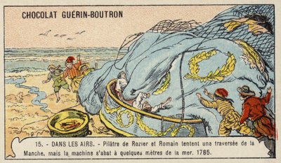 ピラトル・ド・ロジエとロマンの気球での英仏海峡横断の試みの失敗 作： French School
