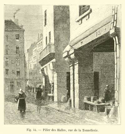 Les Hallesの柱、rue de la Tonnellerie 作： French School
