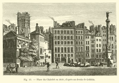 1818年にシャトレ広場。ゴブレンの絵から 作： French School