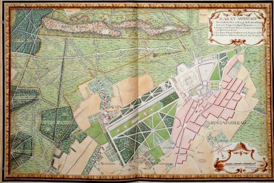 フォンテーヌブロー城、公園、村の平面図と測量図 作： French School
