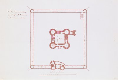1810年のヴァンセンヌのドンジョン1階の計画（紙にペンとインク） 作： French School