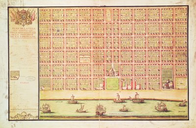ニューオーリンズの計画、1738（紙にトイレ） 作： French School