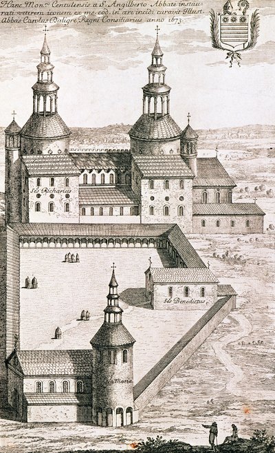 1673年のサンリキエのベネディクト会修道院の計画 作： French School