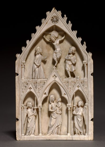 プラーク：はりつけと天使のいる聖母子、c.1250-1270 作： French School