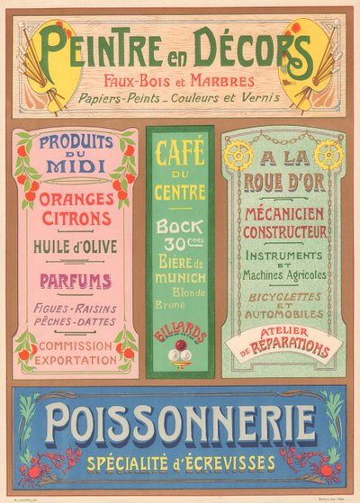 Plche n° 23: アールヌーボーの文字画家 (セットの画家) の看板モデル。 作： French School