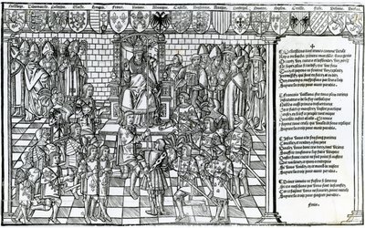 1095年にクレルモン評議会を統括する教皇都市II 作： French School