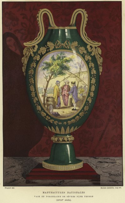 フランス・セーブル国立窯の磁器製花瓶 作： French School