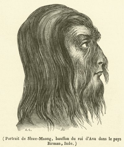 インド・ビルマのアバ王の道化師シュエ・マオンの肖像（彫刻作品 作： French School