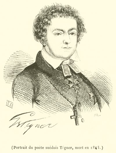 1845年に亡くなったスウェーデンの詩人テグナーの肖像 作： French School