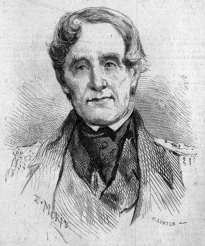 クリミー戦争（1853年～1856年）でイギリス海軍の司令官を務めたエドモンド・ライオンズ提督（1790年～1858年）の肖像。1858年12月4日付「Le Monde Illustré」85号に掲載されたモランの版画。 作： French School