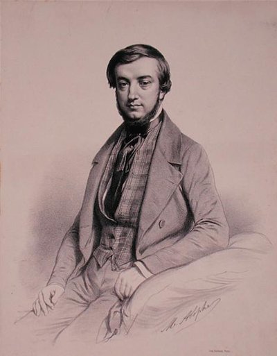 マリー・アレキサンドル・アロペ（1812-83）が彫ったアドルフ・クレール・ルカルパンティエの肖像（リトグラフ）。 作： French School