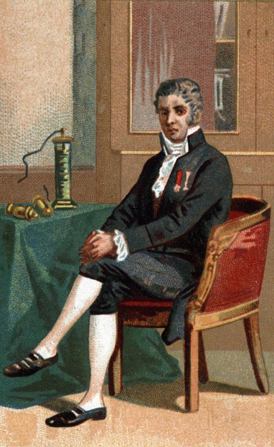 アレッサンドロ（アレクサンドル）・ボルタ（1745-1827）イタリアの物理学者の肖像。 作： French School