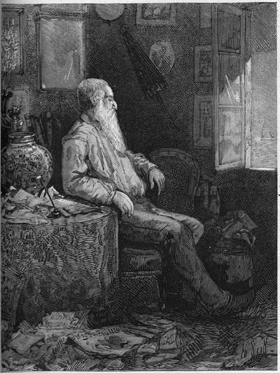 フランスの小説家・劇作家、アルフォンス・カール（1808-1898）の肖像。1878年9月28日付「Le Monde Illustré」1122号に掲載されたエングレーヴィング。 作： French School